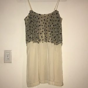 Silence and noise cream sequin mini dress
